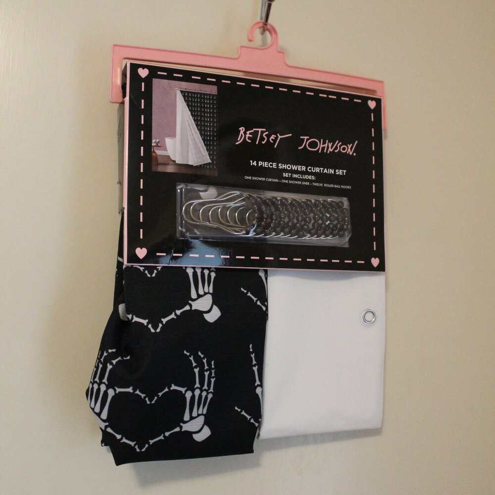 Betsey Johnson Skeleton Hand Shower Curtain Set NWT